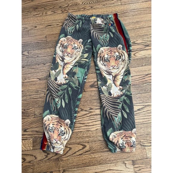 Aviator Nation Pants - RARE 5 stripe jungle tiger Aviator Nation sweatpants in green XL RARE